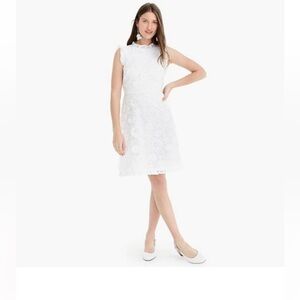 J. Crew Applique Floral Lace Dress White